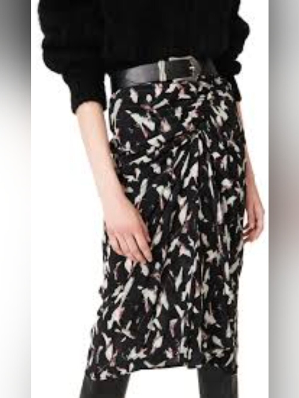 IRO Paris NWOT Ciara Ruched Abstract Printed Viscoe/Silk  Skirt 34/ US 2